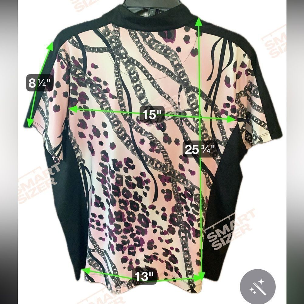 Tail Sz XL Pink & Black Animal Print Pickleball Golf Tennis Collar Polo - Picture 4 of 7